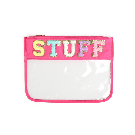 Varsity Stuff Letter Patch Clear Zippered Pouch Bag