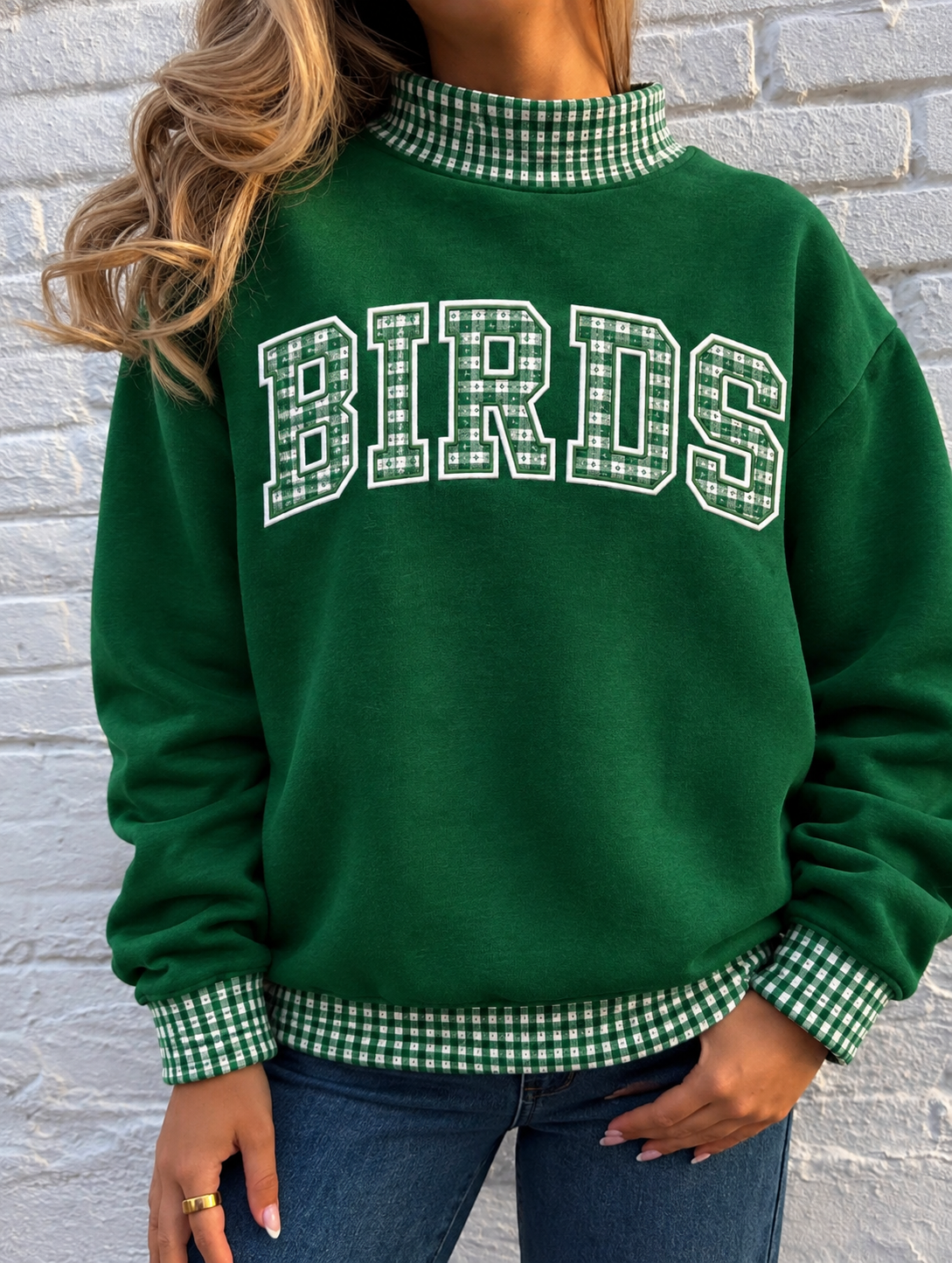 Philadelphia Eagles Birds Gingham Mockneck Sweatshirt