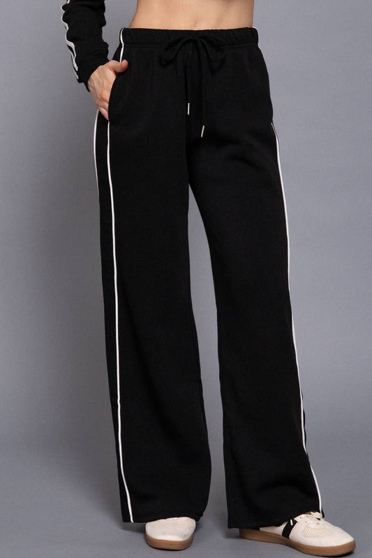 Black Contrast Line Detail Sweatpants