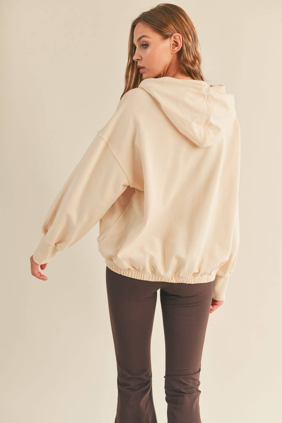 Cream Essential Zip Pullover