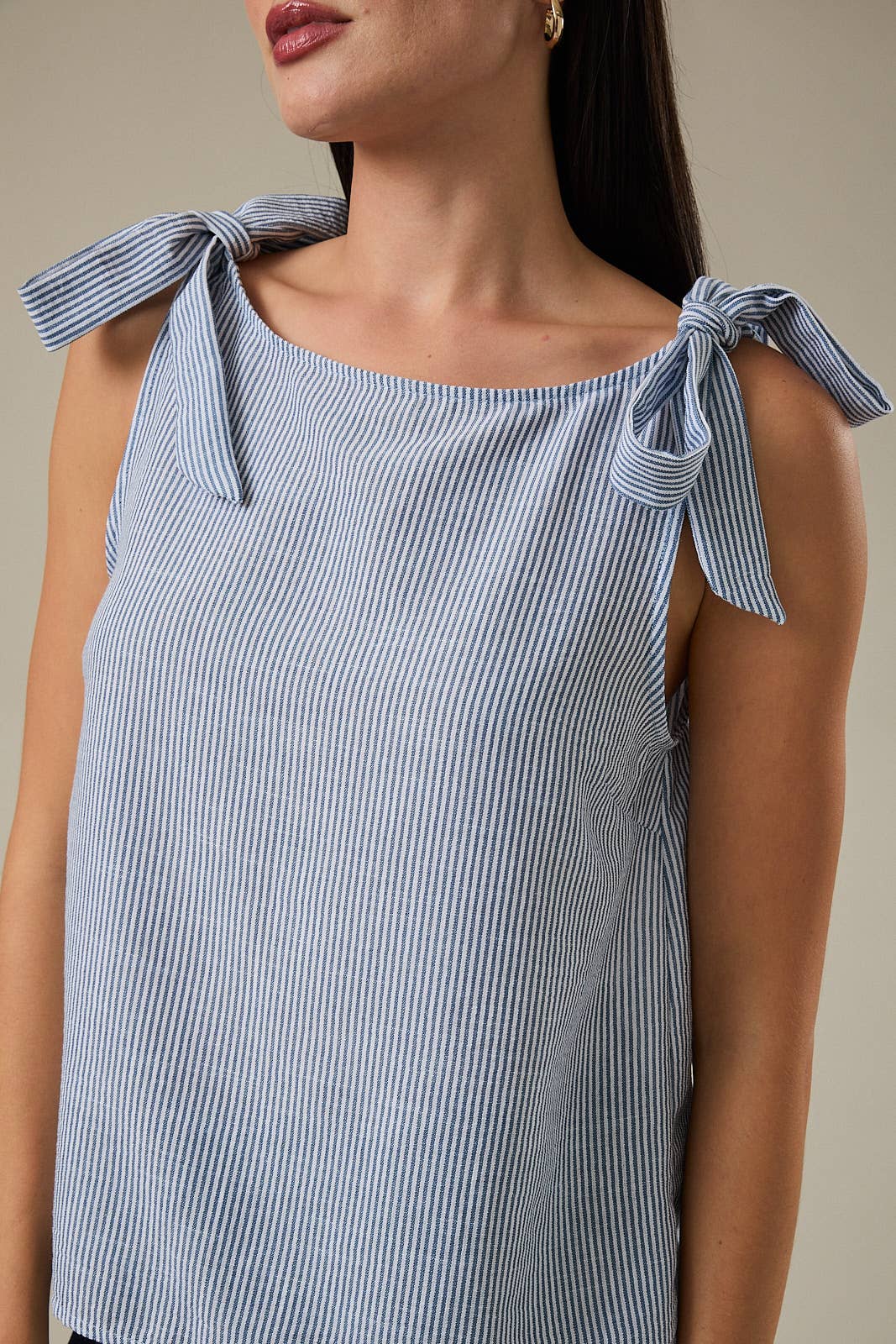Boat Neck Shoulder Tie Top
