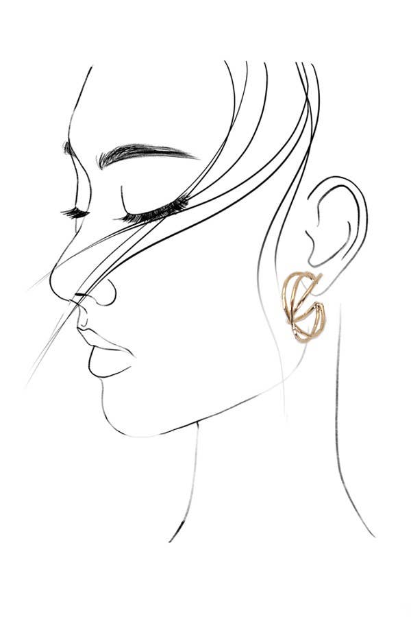 Gold Triple Intertwined Hoop Earrings