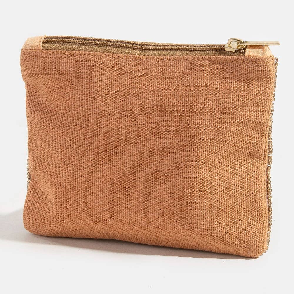 Coffee & Pastries Beaded Coin Purse