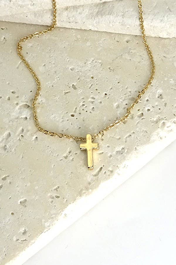 Gold Mini Cross Necklace