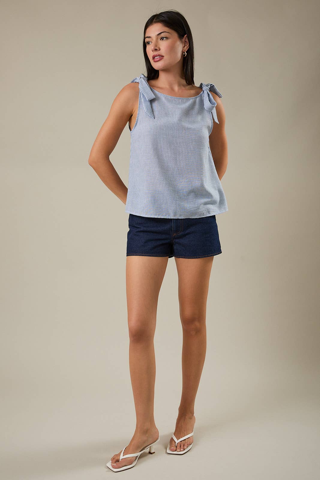 Boat Neck Shoulder Tie Top
