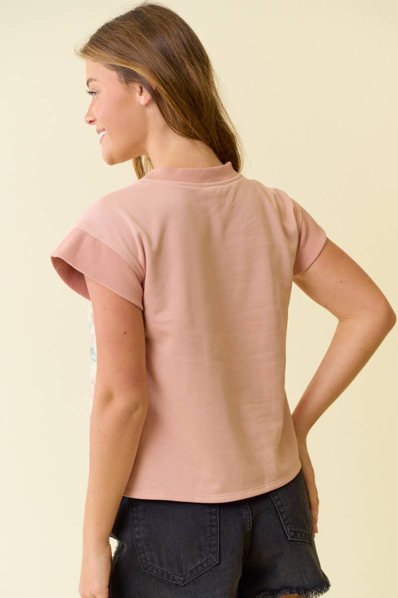 Floral Embroidered Butter Flower Print Top