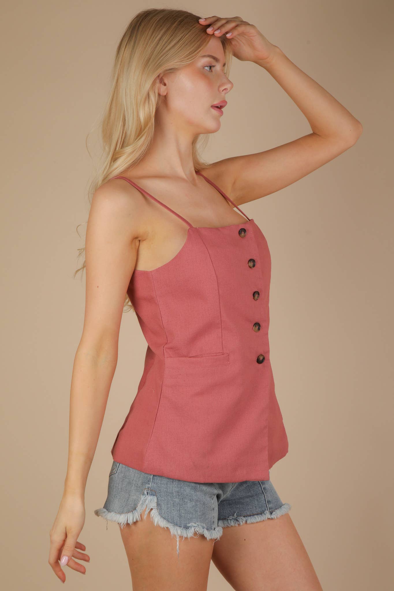 Button Down Solid Woven Top