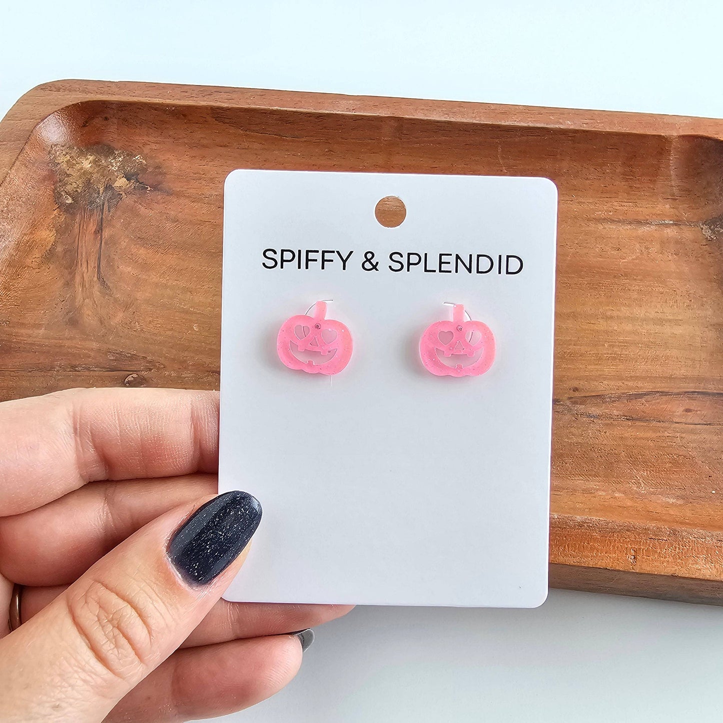 Pink Jack O' Lantern Pumpkin Studs