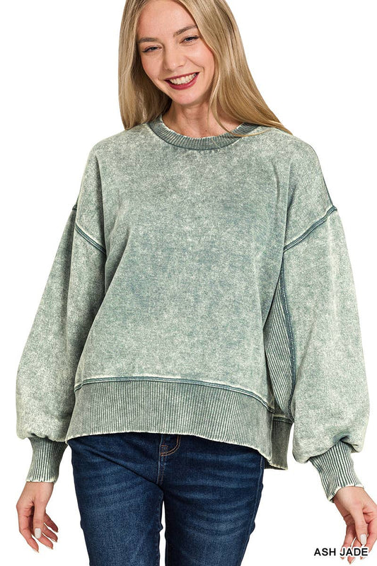Acid Wash Oversized Pullover