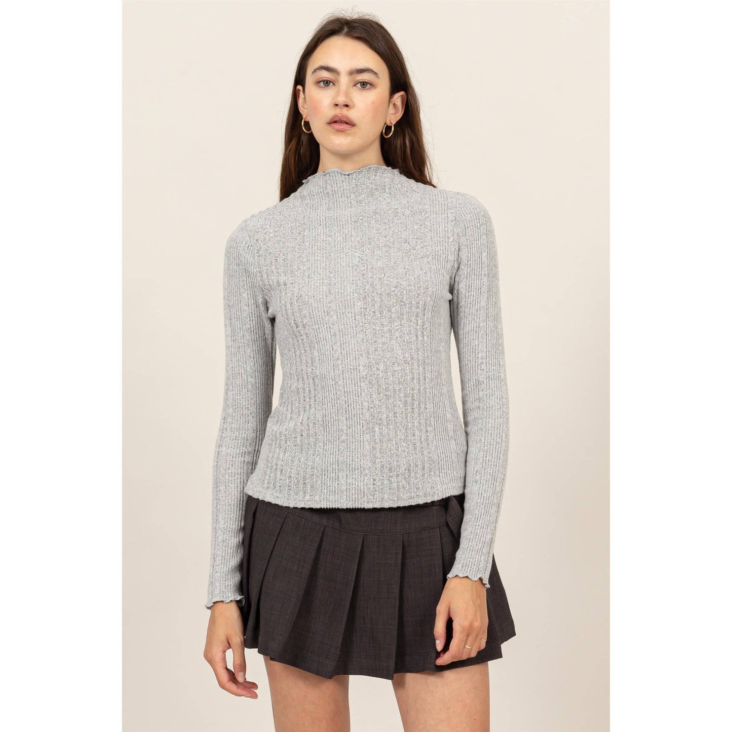 Olivia Mock Neck Ribbed Sweater