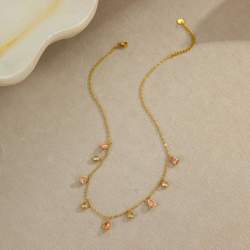 Crystal Rhinestone Multi Drop Pendant Necklace