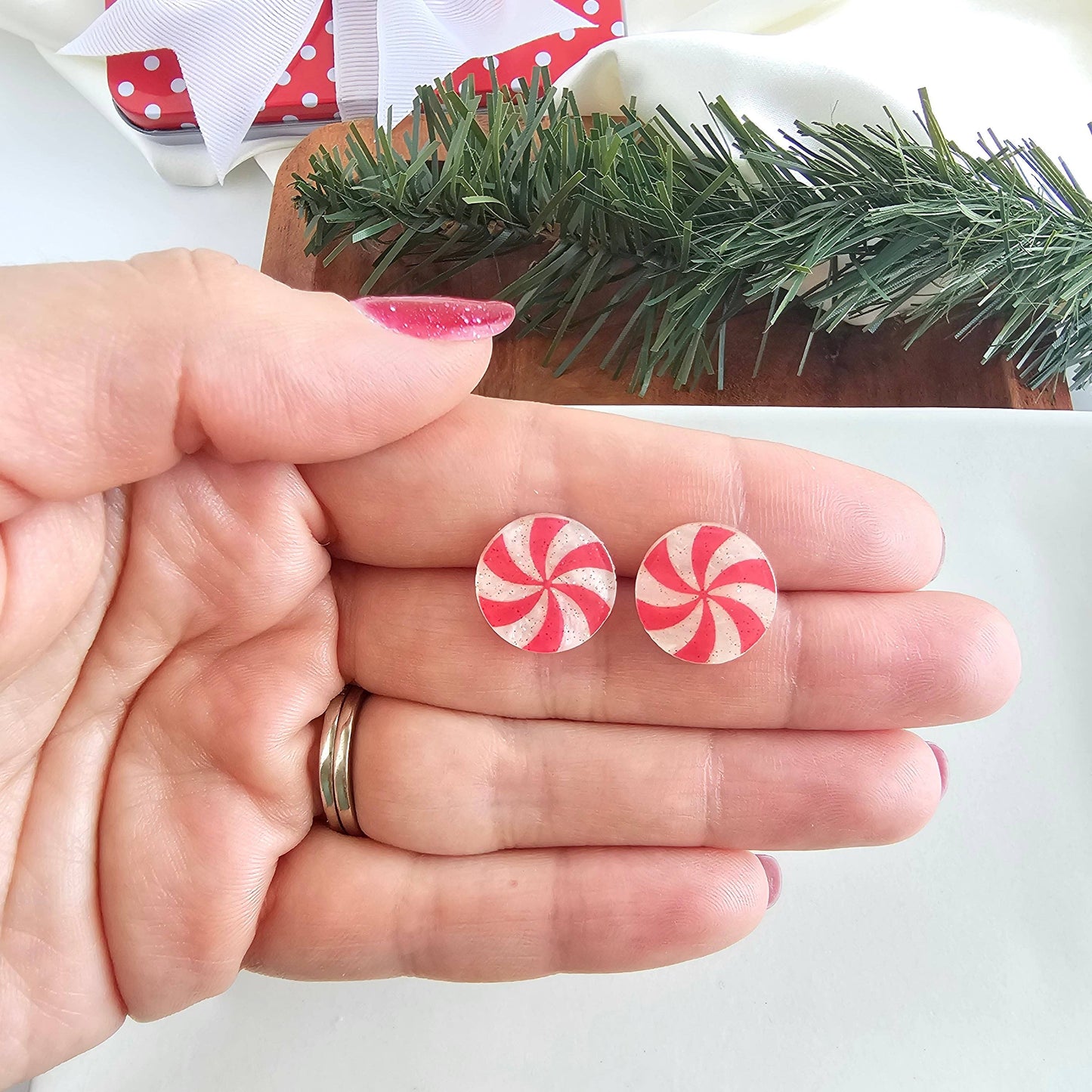 Peppermint Holiday Studs