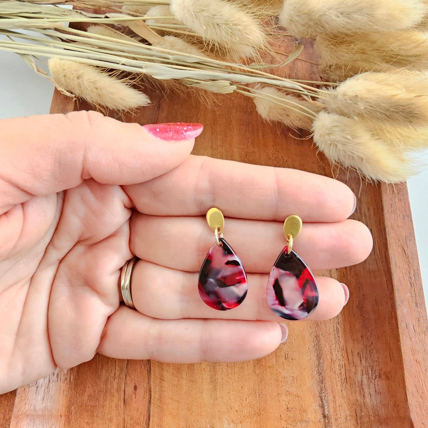 Burgundy Leah Drop Earrings