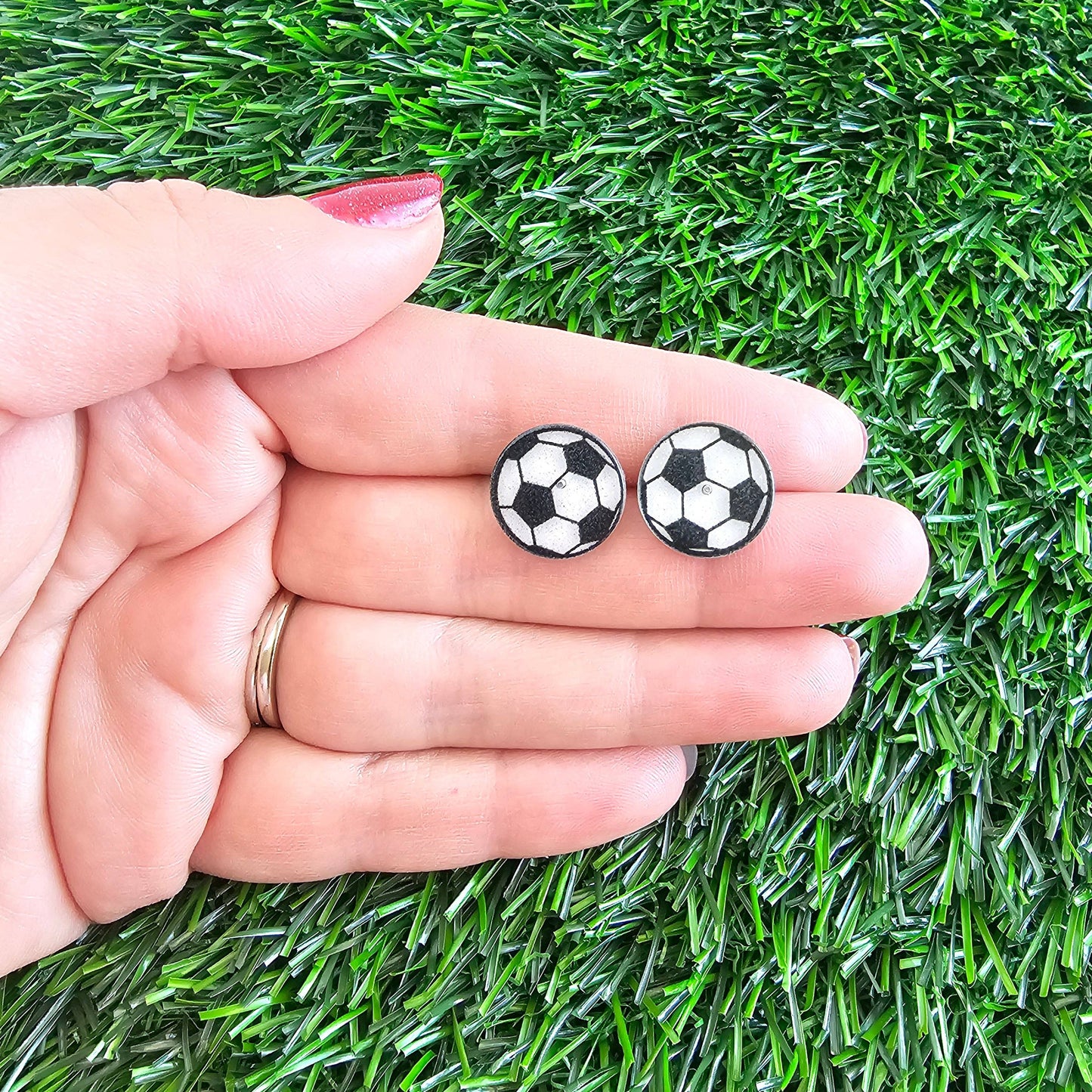 Glitter Soccer Ball Studs // Game Day, Jewelry, Earrings