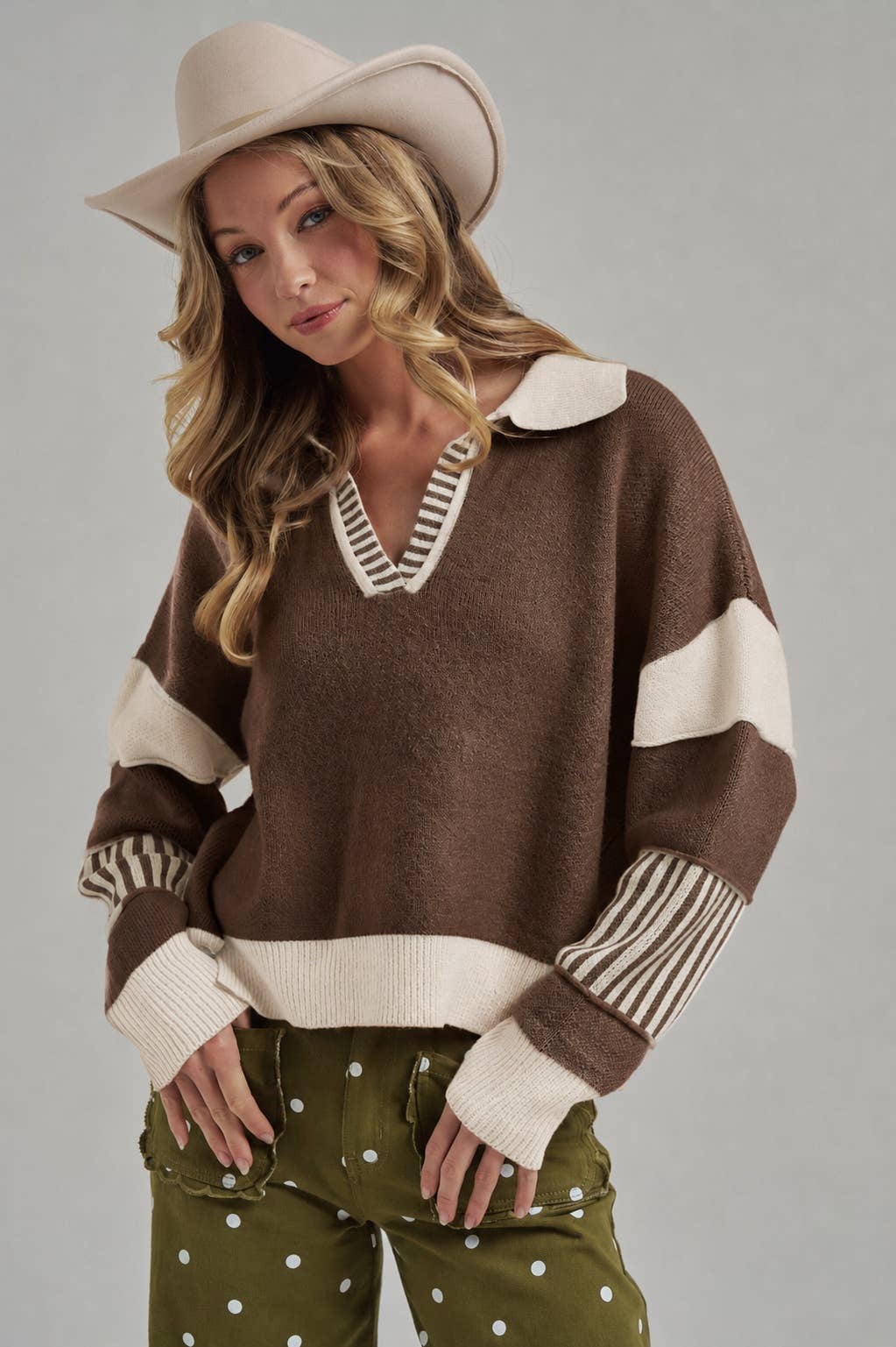 Chocolate Western Inspired Loose Fit Sweater