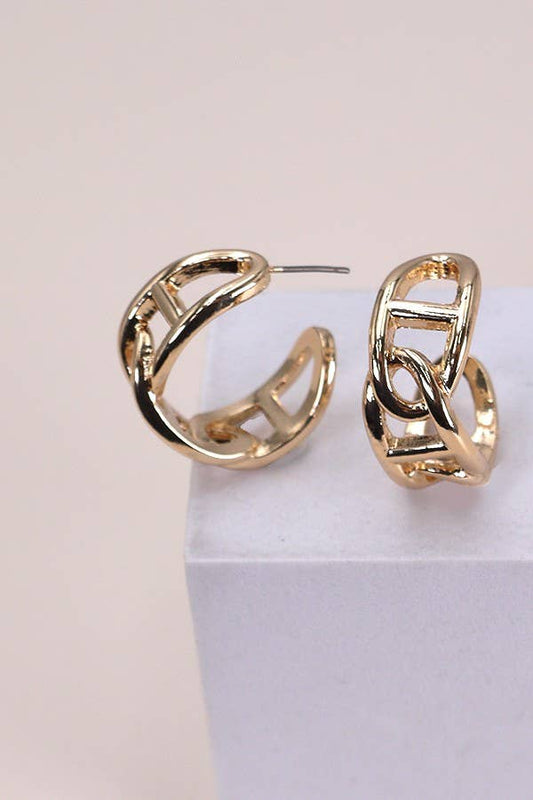 Wide Link Chain Hoop Earrings