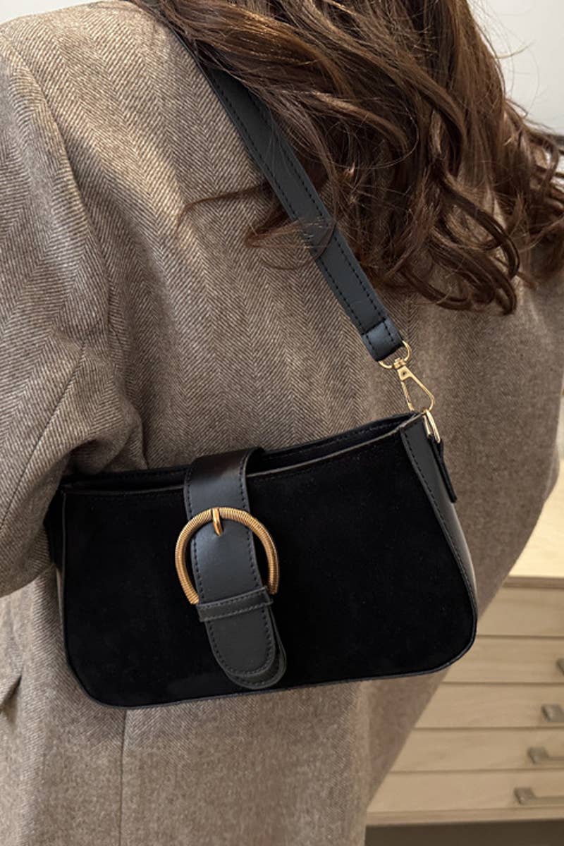 Suede Retro Buckle Bag