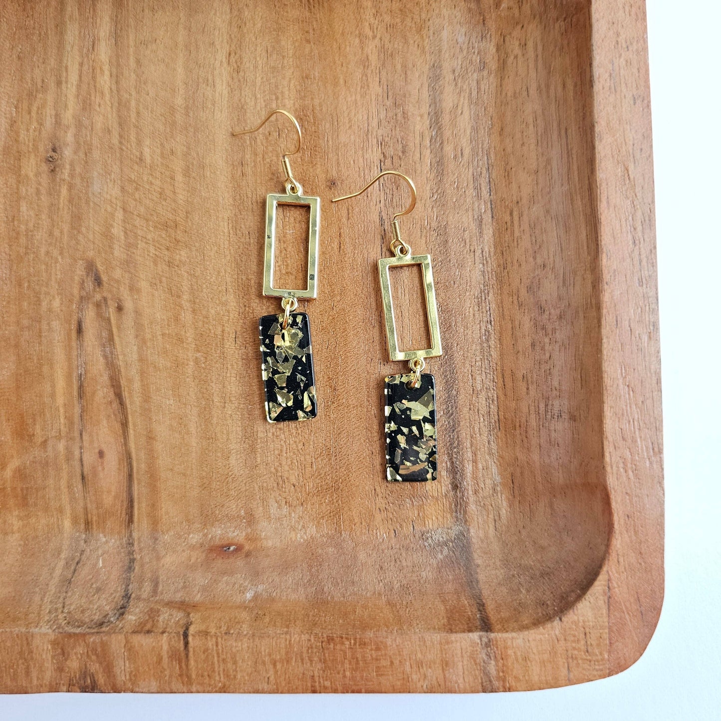 Black Gold Flake Earrings