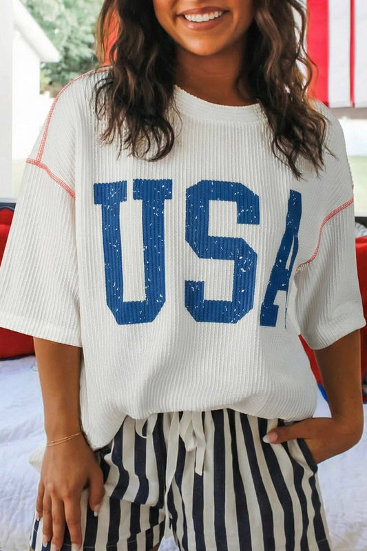 USA Ribbed Graphic Loose Tee