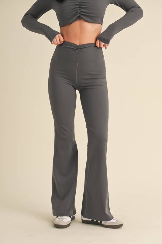 Ruched Waist Flared Leggings