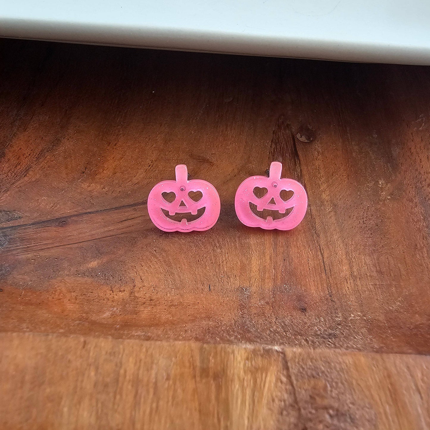 Pink Jack O' Lantern Pumpkin Studs