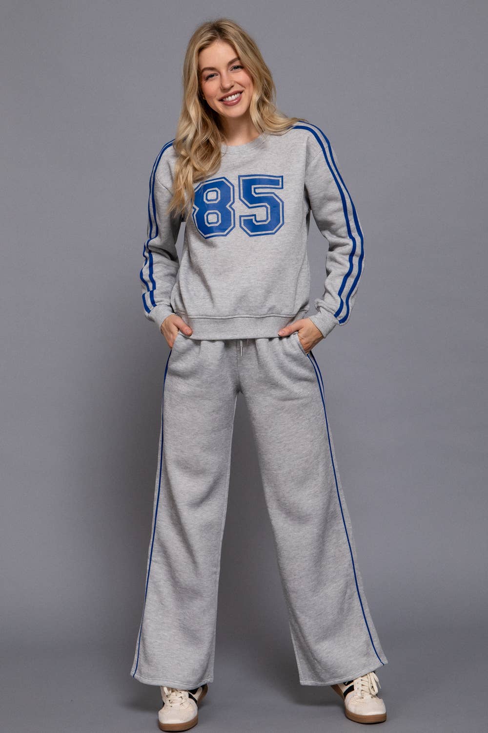 Grey Contrast Line Detail Sweatpants