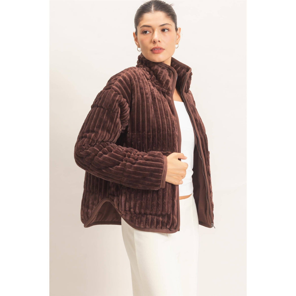 Chocolate Quilted Corduroy Jacket