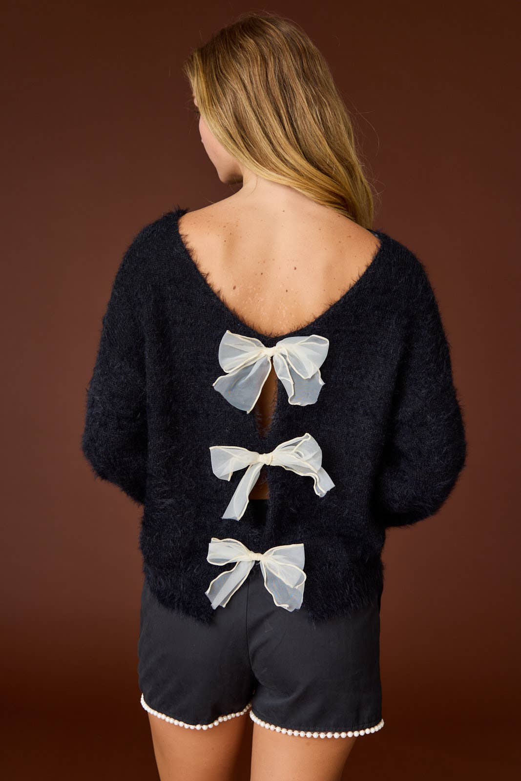 Aria Fuzzy Bow Sweater