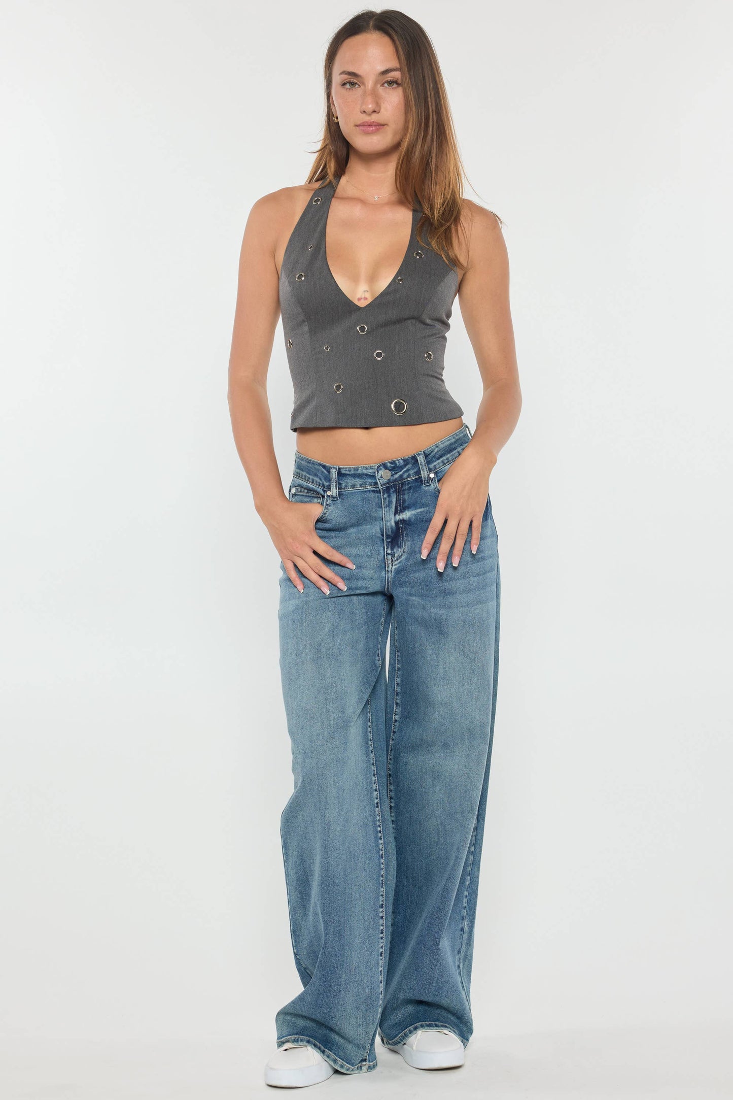 Mid Waist Relaxed Medium Wash Jeans