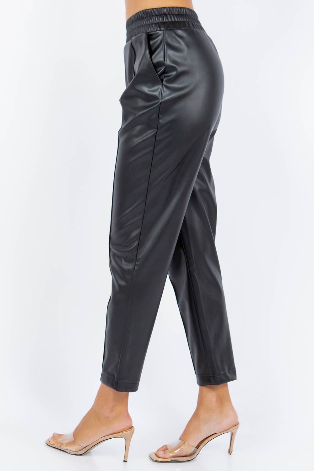 Faux Leather Straight Leg Pull-on Pants