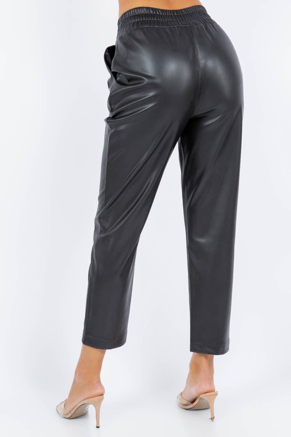 Faux Leather Straight Leg Pull-on Pants