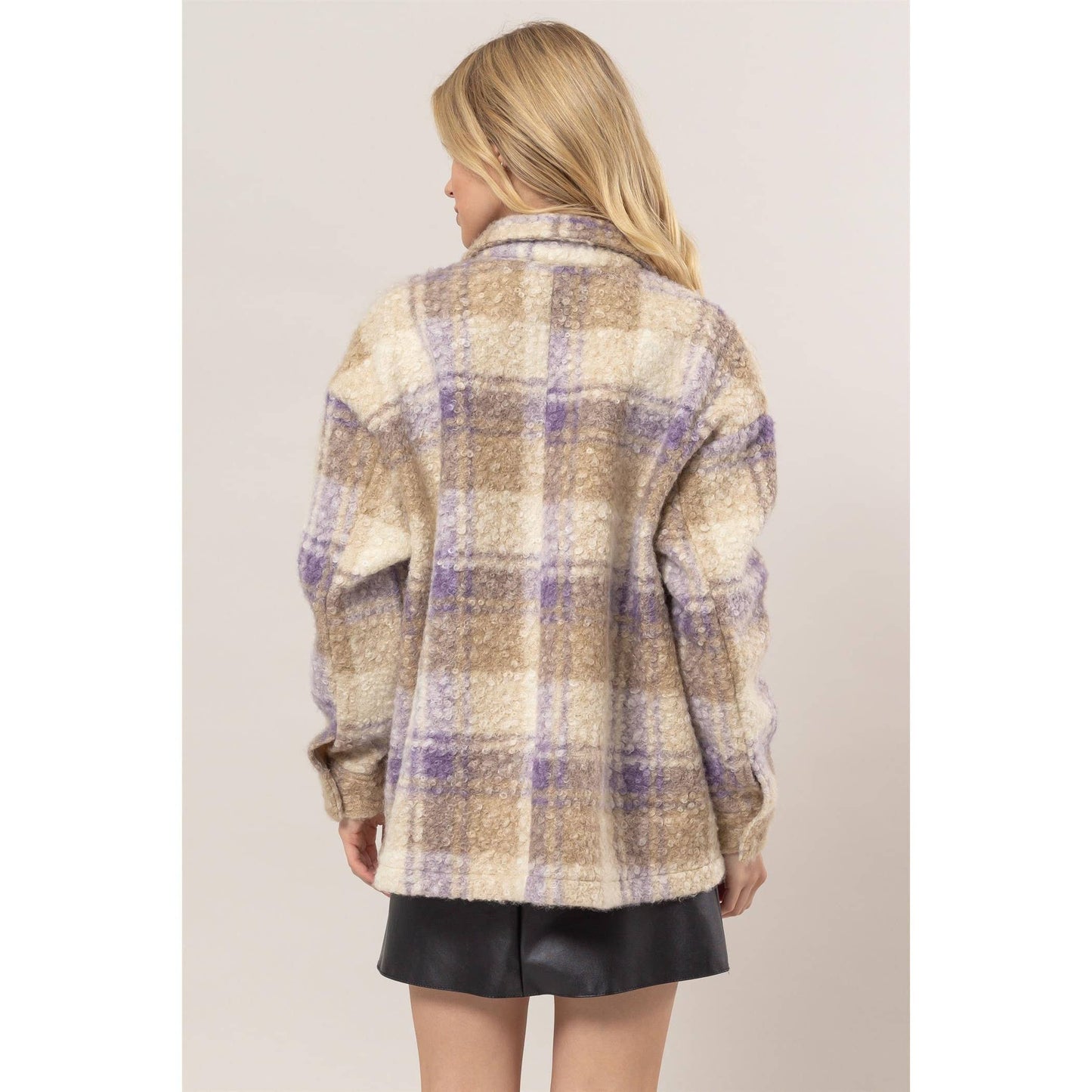 Lavender Plaid Boucle Jacket