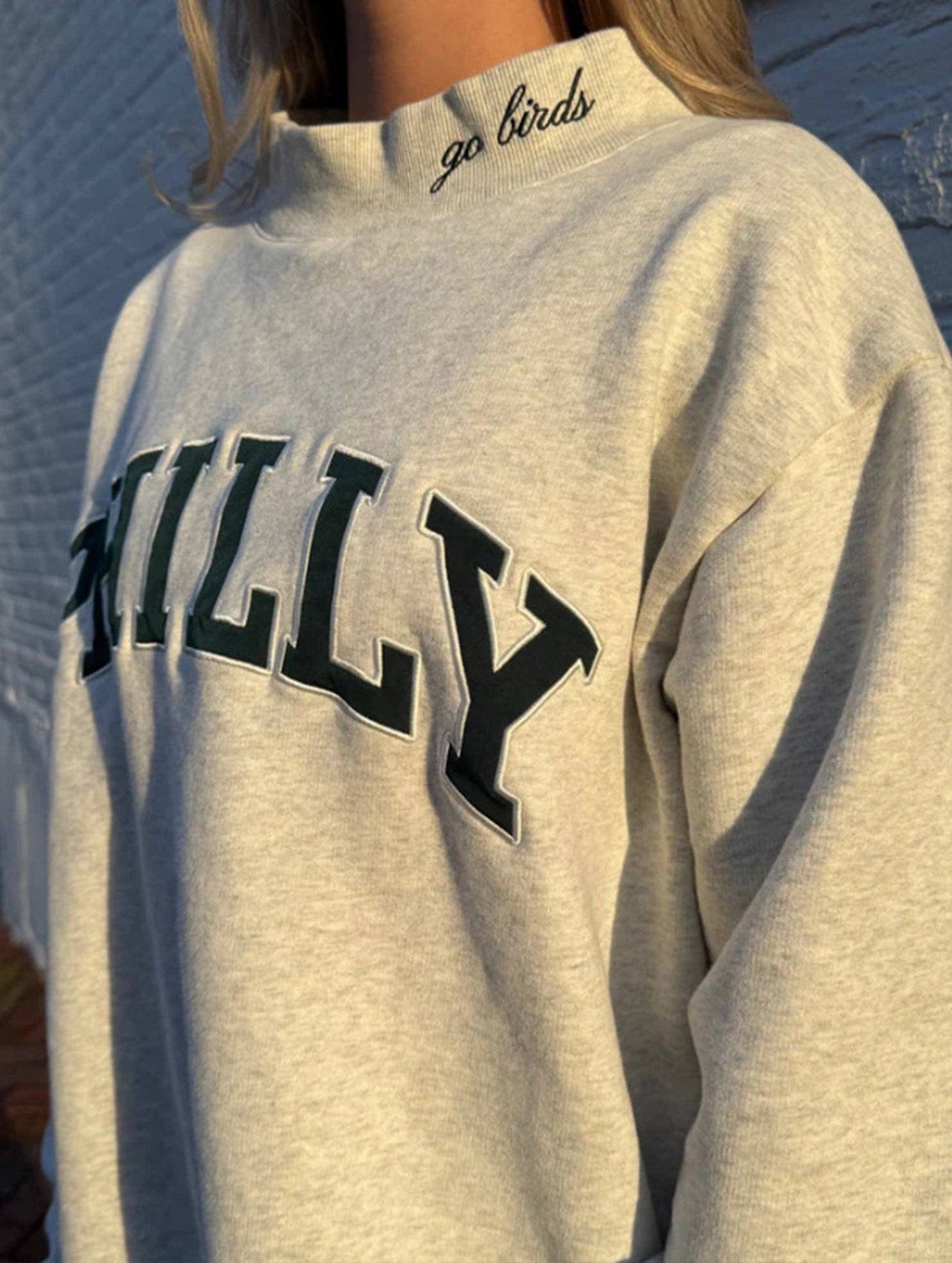 Philly Go Birds Embroidered Mock Neck Sweatshirt