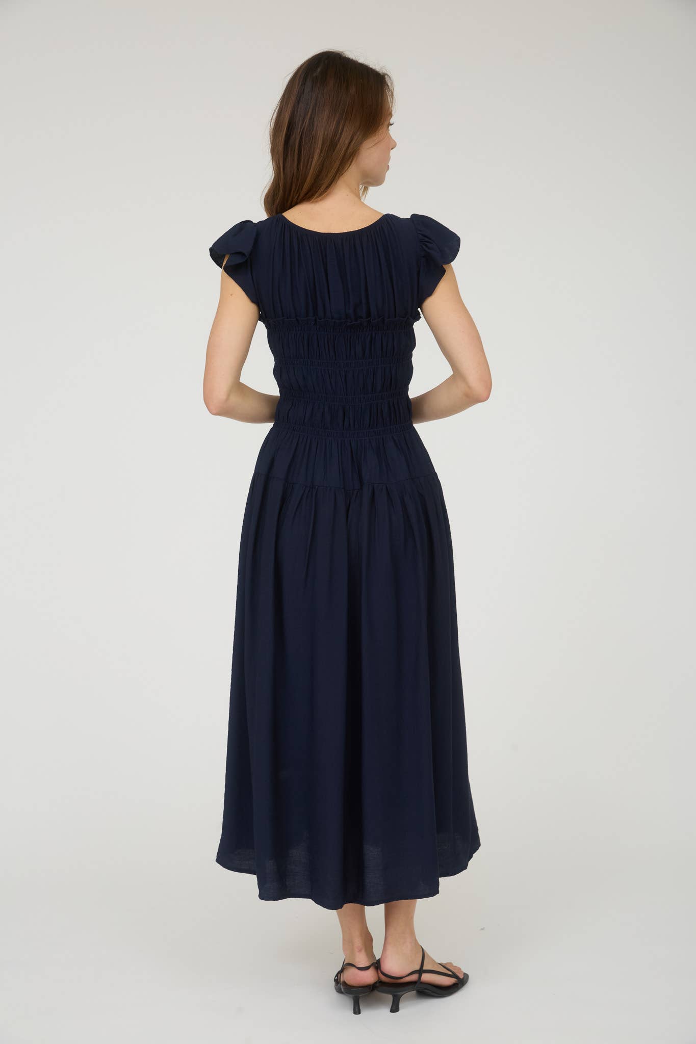 Ruffle Sleeve Front Tie Dress