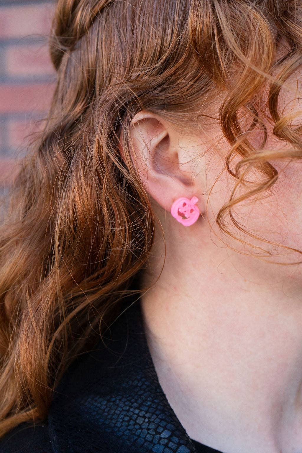Pink Jack O' Lantern Pumpkin Studs
