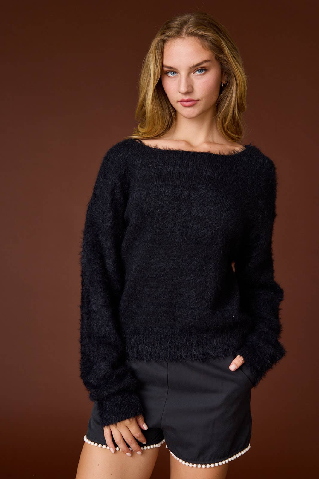 Aria Fuzzy Bow Sweater