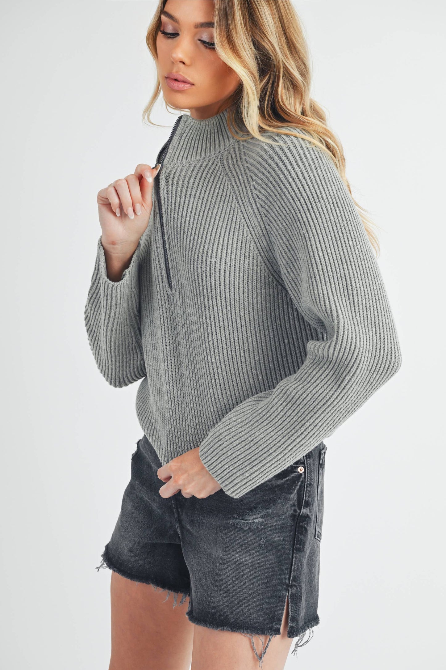 Heather Grey Half-Zip Sweater