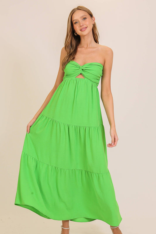 Lime Cutout Airflow Maxi Dress