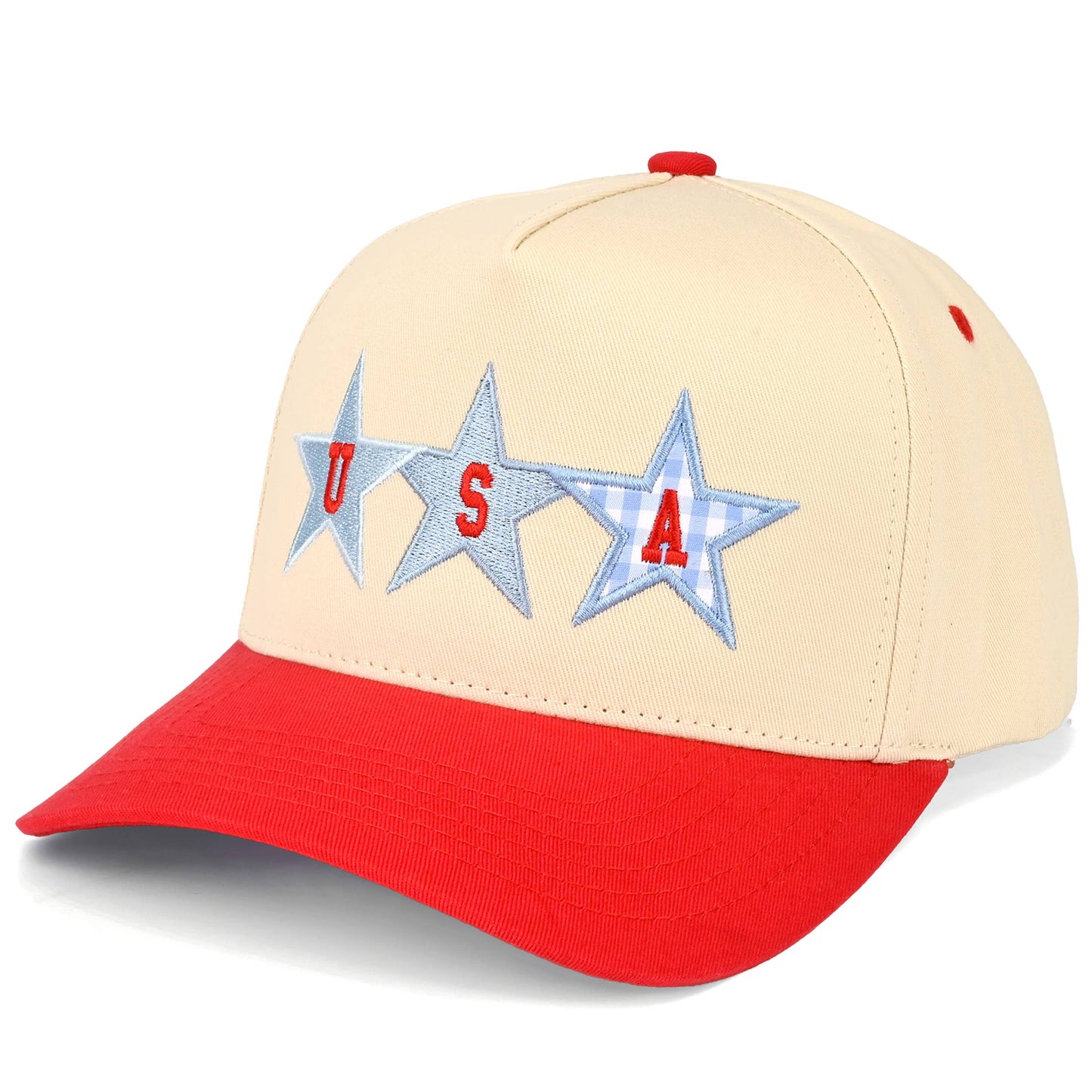 C.C STAR USA Letter with Stars on Two Tone Trucker Hat