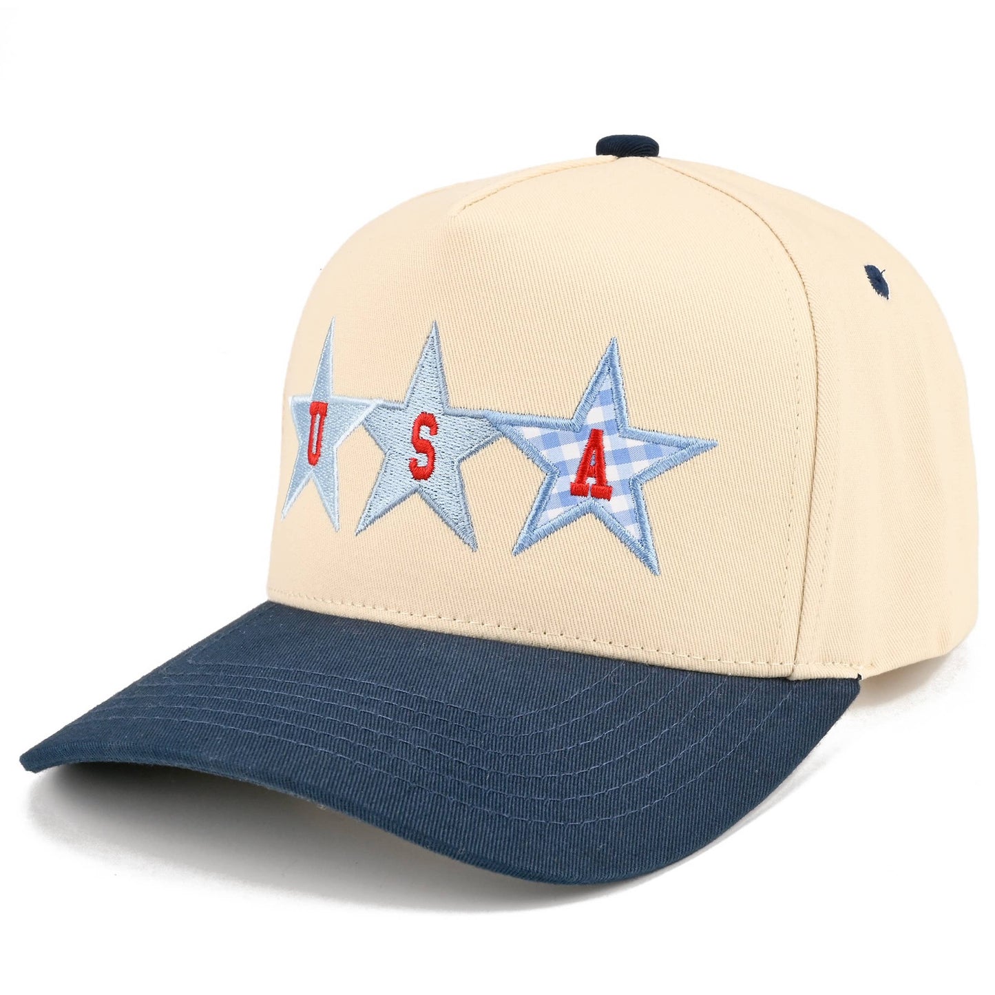 C.C STAR USA Letter with Stars on Two Tone Trucker Hat