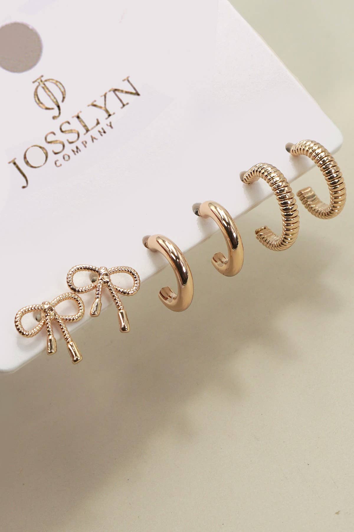 Gold Mini Bow Huggie Hoop Trio