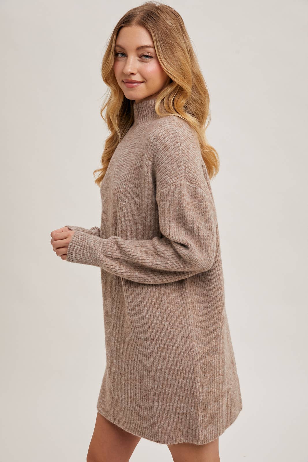 Latte Mock Neck Sweater Dress