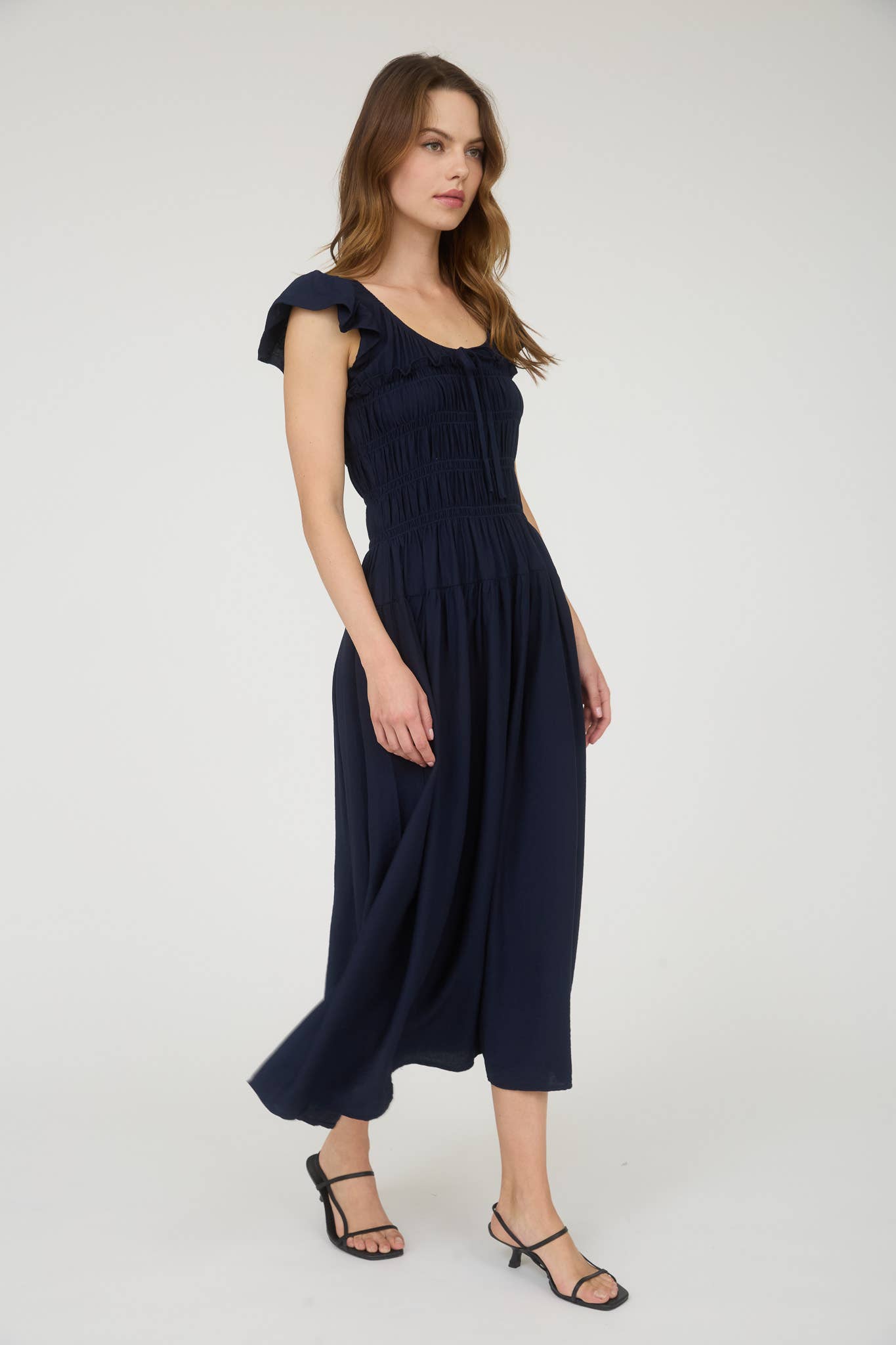 Ruffle Sleeve Front Tie Dress