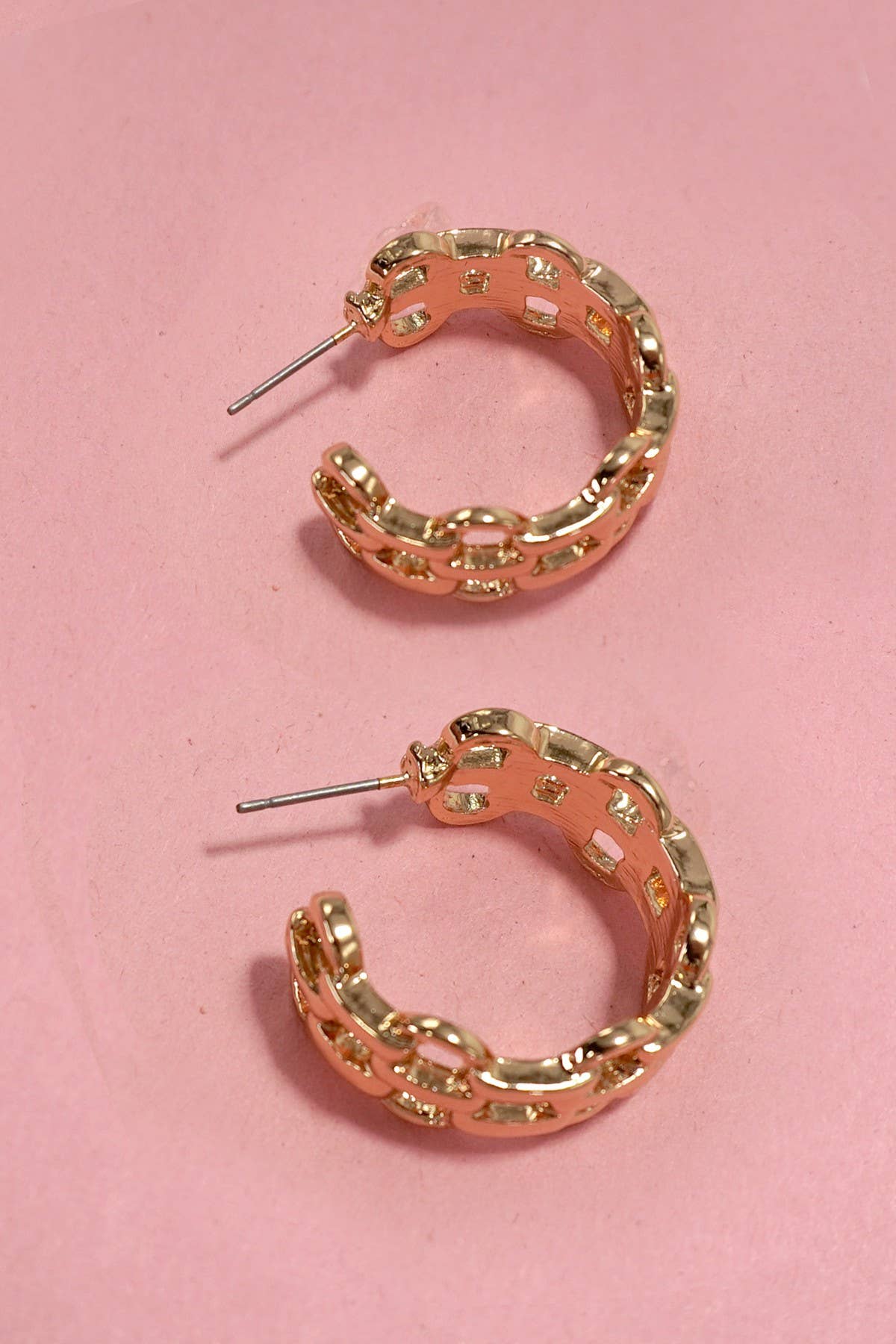 Double Chain Link Hoop Earrings