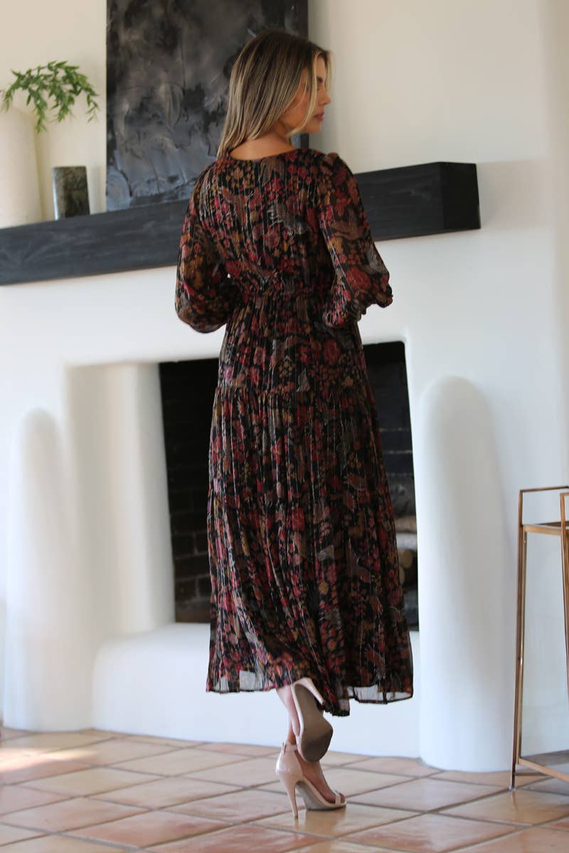 V-Neck Desert Floral Lux Maxi Dress