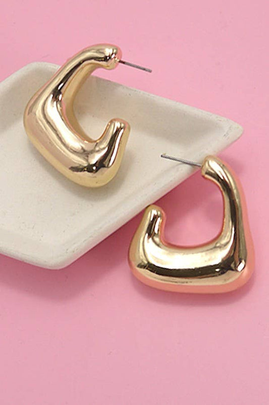 GOLD U-SHAPE BUBBLE HOOP EARRINGS