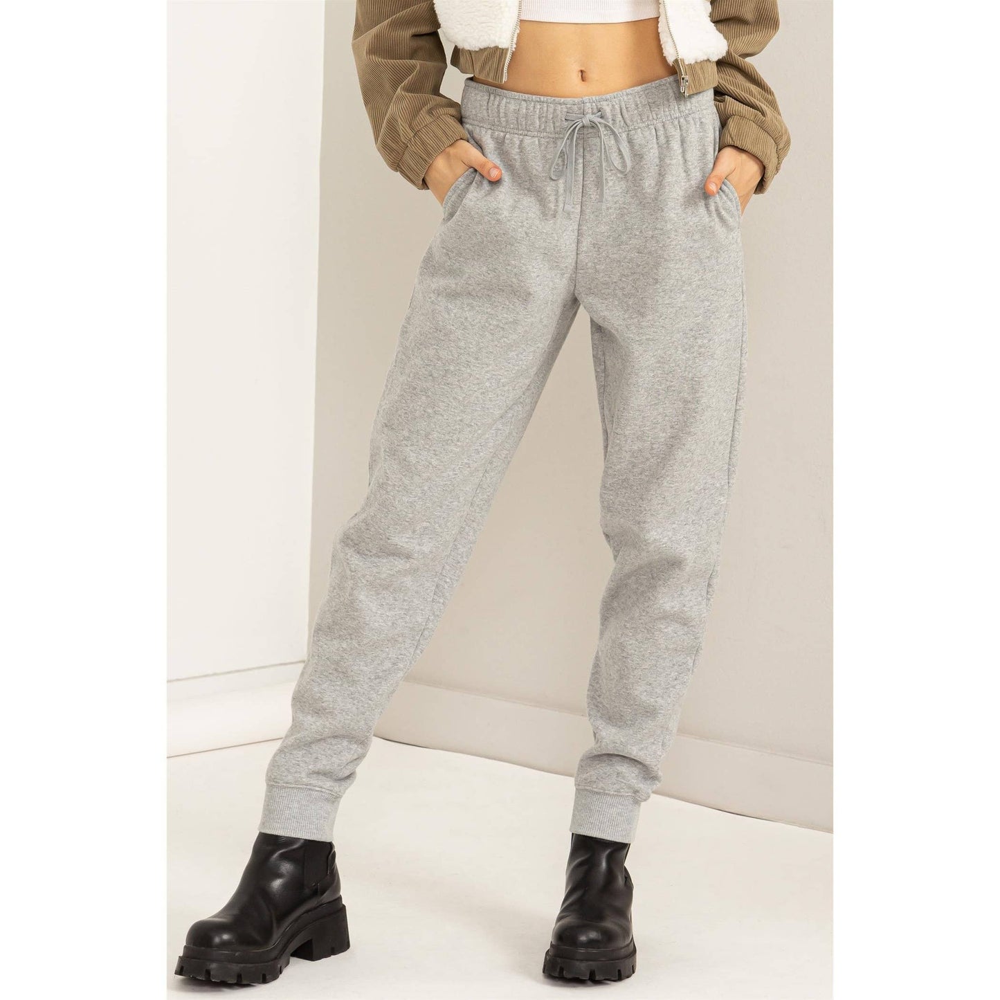 Mid-Rise Drawstring Jogger Pants