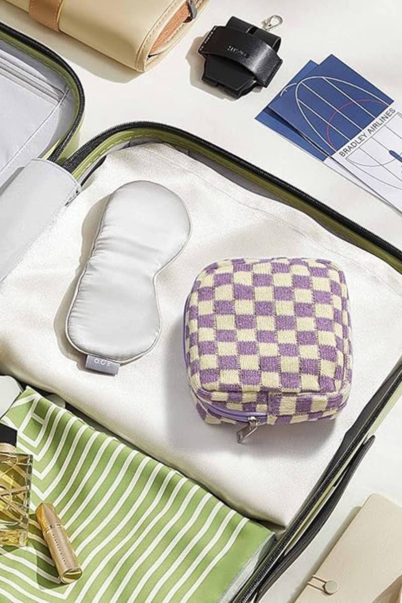Mini Checkered Makeup Cosmetic Case