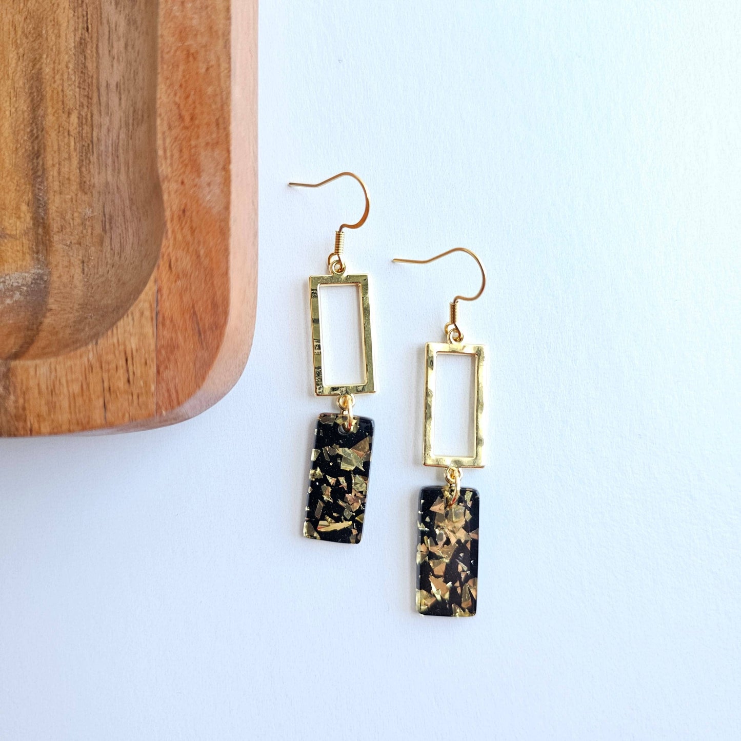 Black Gold Flake Earrings