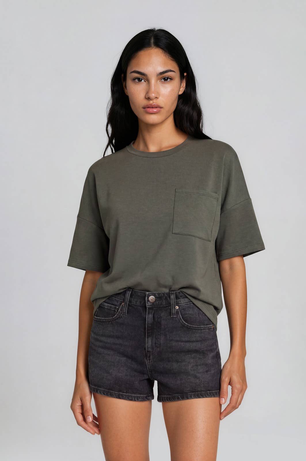Olive Scuba Crew Neck Pocket Tee